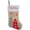 19" Beige & Red Burlap Happy Holidays Forest Trees Christmas Stocking